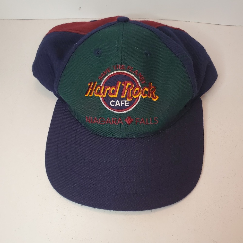 Vtg  90s Hard Rock Cafe Niagra Falls Snapback Hat Love All‎ Color Block  Wool
